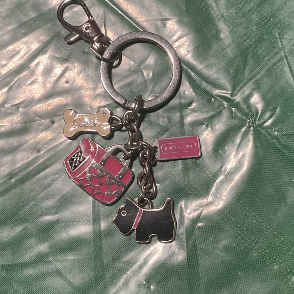 Coach pink and Black Charm Keychain